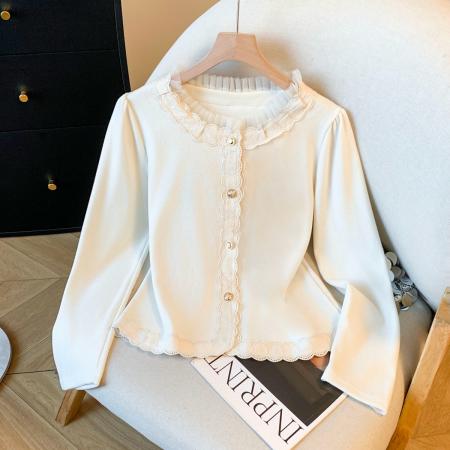 FA53232# 小香风蕾丝花边衬衫女早春新款设计感拼接时尚显瘦衬衣 服裝批發女裝批發服飾貨源