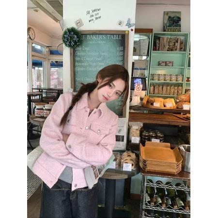FA53243# 韩系甜美温柔氛围感夹克衫上衣女秋季新款小香风绝美气质外套 服裝批發女裝批發服飾貨源