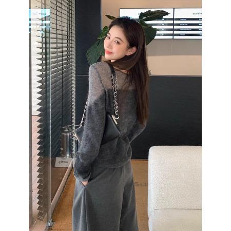 FA53250# 巨好看的秋冬装韩系慵懒风灰色针织衫女气质绝美软糯宽松显瘦上衣 服裝批發女裝批發服飾貨源