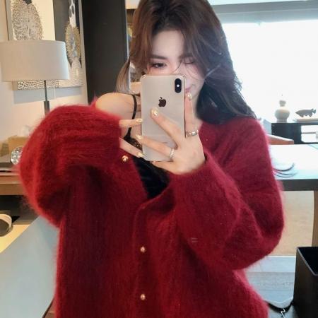 FA53252# 慵懒新款秋季设计针织衫宽松高级简约毛衣开衫外套 服裝批發女裝批發服飾貨源