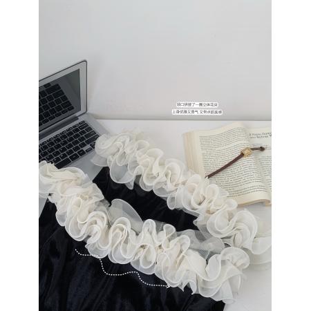 FA53259# 秋冬新款法式名媛绝美气质花边一字领露肩显瘦丝绒小衫 服裝批發女裝批發服飾貨源