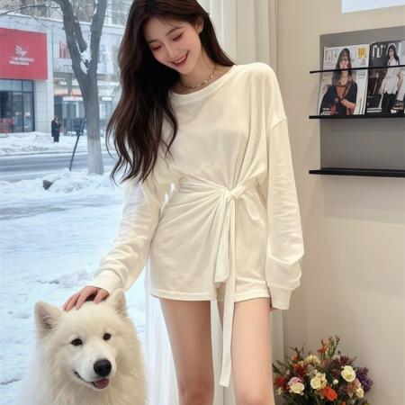 FA53307# 原版面料法式气质高级感慵懒风长袖T恤女秋冬设计感小众修身上衣 服裝批發女裝批發服飾貨源