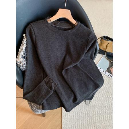 FA53328# 冬季新款长袖加绒打底衫T恤女蕾丝拼接时尚洋气百搭上衣 服裝批發女裝批發服飾貨源