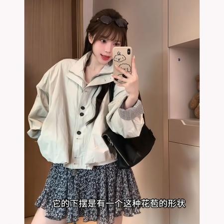 FA53357# 韩系别致绝美花苞下摆外套女秋季小个子外穿甜酷宽松通勤上衣 服裝批發女裝批發服飾貨源