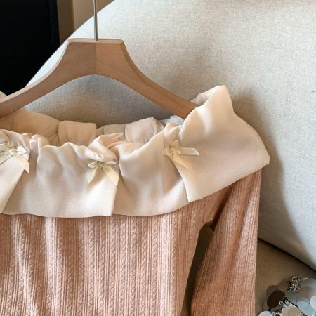 FA53361# 新款秋冬季雪纺一字肩甜美纯色长袖上衣打底衫 服裝批發女裝批發服飾貨源