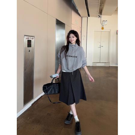 FA53363# 糯米绒复合真超卫衣女秋冬季潮拉链POLO领保暖上衣 服裝批發女裝批發服飾貨源