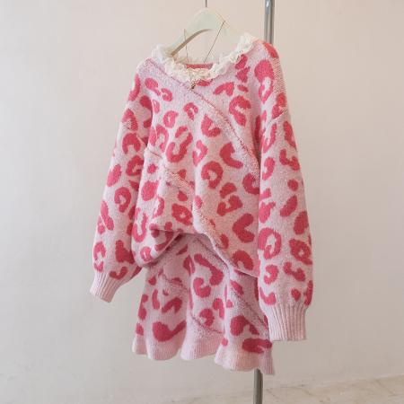 FA53371# 大码女装减龄显瘦新年穿搭套装设计感针织毛衣半身裙两件套 服裝批發女裝批發服飾貨源