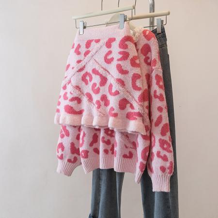 FA53371# 大码女装减龄显瘦新年穿搭套装设计感针织毛衣半身裙两件套 服裝批發女裝批發服飾貨源