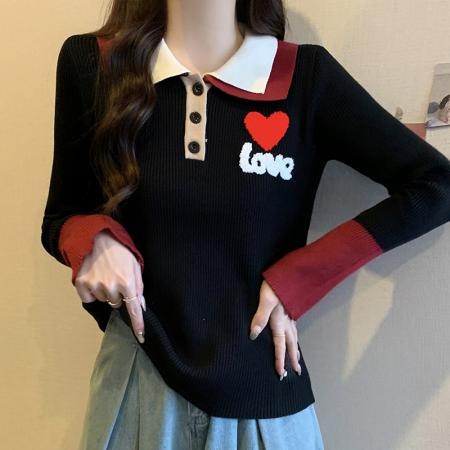 FA53373# 大码女装秋冬新款针织衫拼接设计感百搭显瘦减龄毛衣打底衫 服裝批發女裝批發服飾貨源