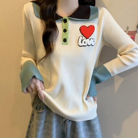 FA53373# 大码女装秋冬新款针织衫拼接设计感百搭显瘦减龄毛衣打底衫 服裝批發女裝批發服飾貨源