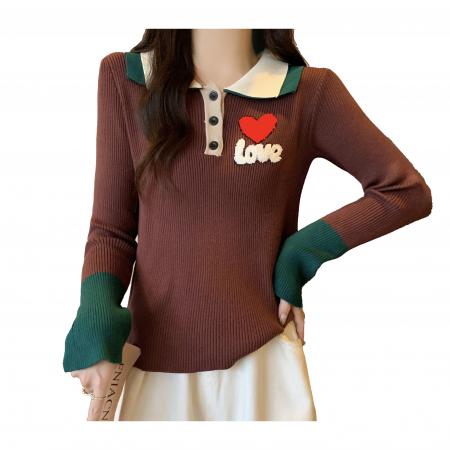 FA53373# 大码女装秋冬新款针织衫拼接设计感百搭显瘦减龄毛衣打底衫 服裝批發女裝批發服飾貨源