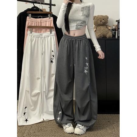 FA53377# 街舞潮牌美式垂坠星星香蕉弯刀卫裤女爵士简约跳舞显瘦运动裤 服裝批發女裝批發服飾貨源