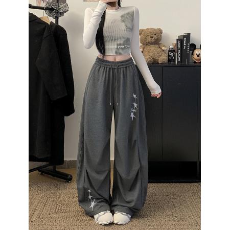 FA53377# 街舞潮牌美式垂坠星星香蕉弯刀卫裤女爵士简约跳舞显瘦运动裤 服裝批發女裝批發服飾貨源