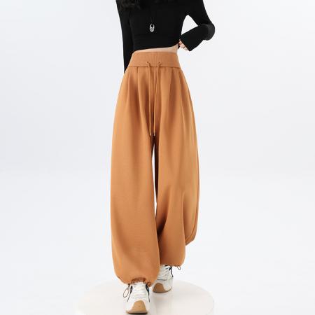 FA53378# 高腰卫裤子女春秋季新款宽松垂坠感bf慵懒休闲美式运动阔腿裤 服裝批發女裝批發服飾貨源