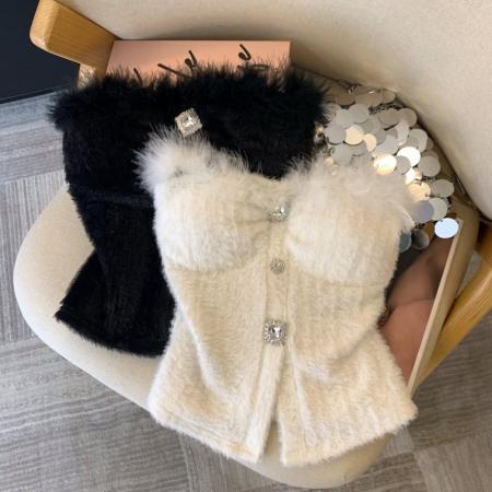 FA53394# 上设计感法式轻奢抹胸上衣女可外穿带胸垫吊带背心性感辣妹 服裝批發女裝批發服飾貨源