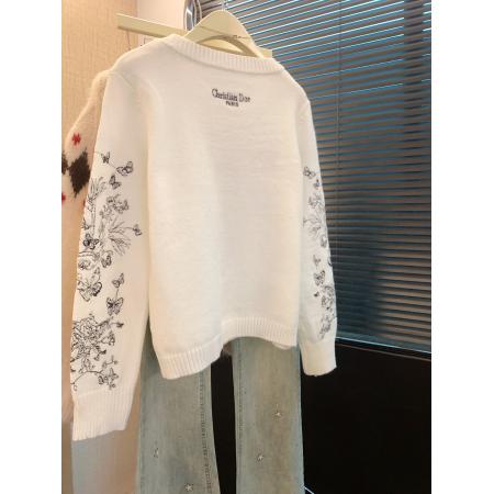 FA53401# 上温柔慵懒蝴蝶提花针织衫女冬季长袖圆领宽松高级上衣 服裝批發女裝批發服飾貨源