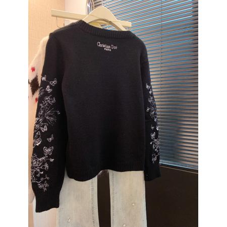 FA53401# 上温柔慵懒蝴蝶提花针织衫女冬季长袖圆领宽松高级上衣 服裝批發女裝批發服飾貨源