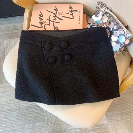 FA53402# 上韩版不规则灰色毛呢半身裙秋冬小个子显瘦气质a字包臀短裙 服裝批發女裝批發服飾貨源