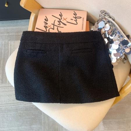 FA53402# 上韩版不规则灰色毛呢半身裙秋冬小个子显瘦气质a字包臀短裙 服裝批發女裝批發服飾貨源