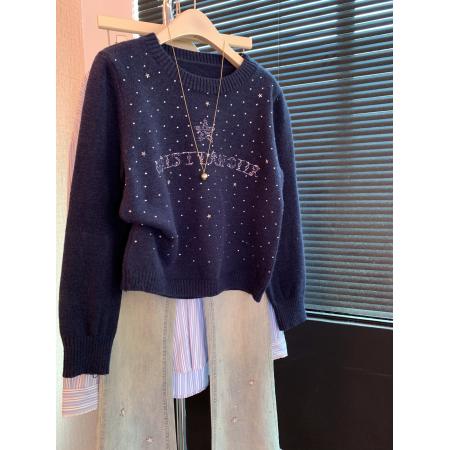 FA53407# 上五角星刺绣波点针织衫女秋冬慵懒高级感软糯套头毛衣 服裝批發女裝批發服飾貨源