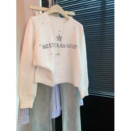 FA53407# 上五角星刺绣波点针织衫女秋冬慵懒高级感软糯套头毛衣 服裝批發女裝批發服飾貨源