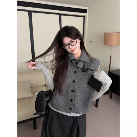 FA53431# 秋冬韩版气质高领麻花双面穿北极绒无袖针织衫马甲毛衣 服裝批發女裝批發服飾貨源