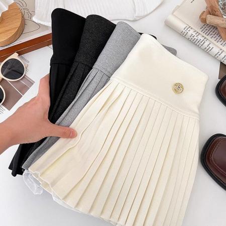 FA53433# 纯欲时尚百搭毛呢高腰显瘦半身裙防走光短裙百褶裙a字裙蓬蓬裙女 服裝批發女裝批發服飾貨源