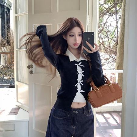 FA53438# 法式心机显瘦露肩上衣韩系穿搭假两件毛衣外套女 服裝批發女裝批發服飾貨源