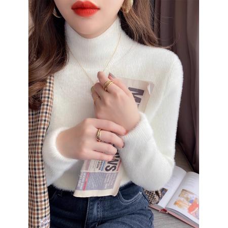 FA53453# 水貂绒毛衣女秋冬新款加厚内搭一体绒打底衫高级感针织衫上衣 服裝批發女裝批發服飾貨源