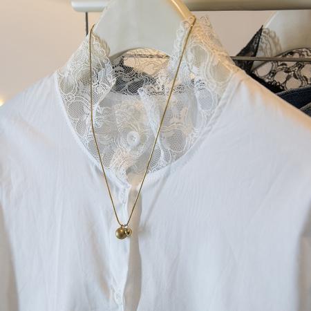 FA53471# 大码女装新款韩版高级感荷叶边长袖蕾丝拼接宽松显瘦衬衫上衣 服裝批發女裝批發服飾貨源