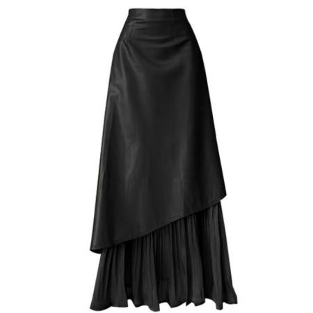 FA53473# 巨好看冬装一整套裙红色V领灯笼袖连衣裙女不规则设计感长裙套装 服裝批發女裝批發服飾貨源