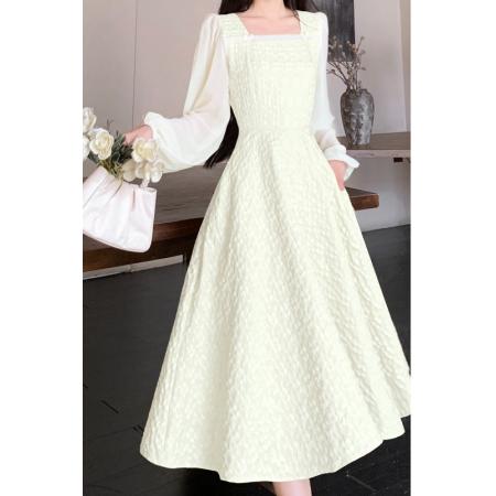 FA53484# 有口袋今年流行漂亮连衣裙裙坠感裙假两件女裙新款春夏大码胖