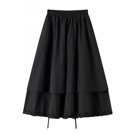 FA53487# 设计感不规则双层花边半身裙新款叠穿百搭宽松遮肉显瘦长裙