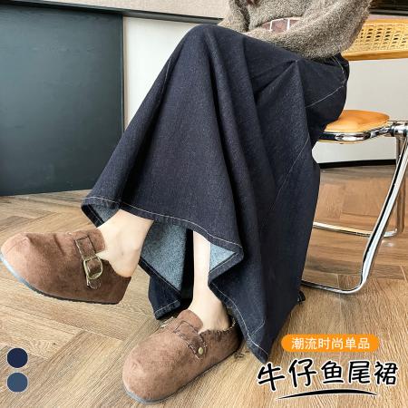 FA53491# 春季新款复古牛仔半身裙高腰显瘦a字大摆裙时尚长裙百搭伞裙