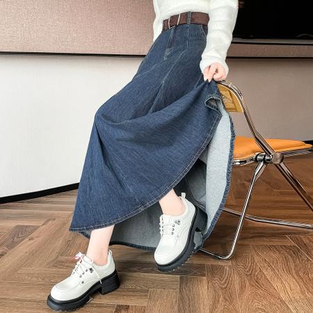 FA53491# 春季新款复古牛仔半身裙高腰显瘦a字大摆裙时尚长裙百搭伞裙