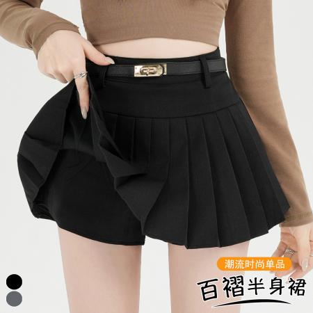 FA53496# 早春辣妹新款西装百褶半身裙女高腰显瘦a字百搭防走光裙裤