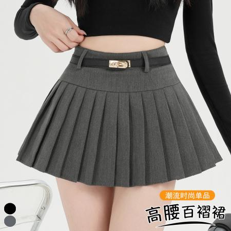 FA53496# 早春辣妹新款西装百褶半身裙女高腰显瘦a字百搭防走光裙裤