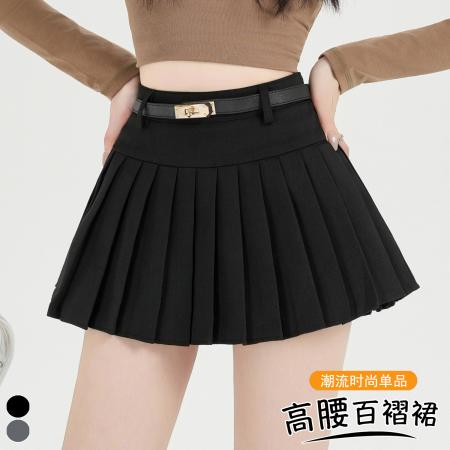 FA53496# 早春辣妹新款西装百褶半身裙女高腰显瘦a字百搭防走光裙裤