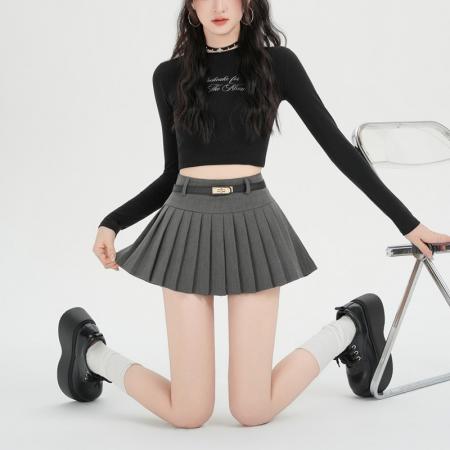 FA53496# 早春辣妹新款西装百褶半身裙女高腰显瘦a字百搭防走光裙裤