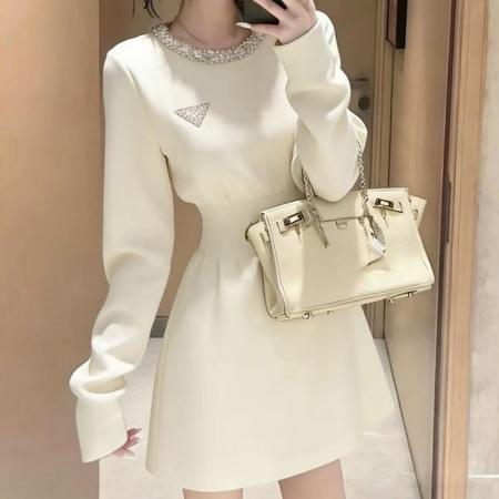 FA53509# 韩系温柔风富家千金高级感穿搭秋冬季小香风气质时尚针织连衣裙女
