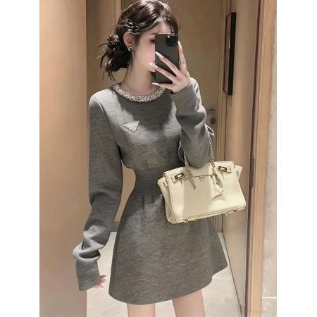 FA53509# 韩系温柔风富家千金高级感穿搭秋冬季小香风气质时尚针织连衣裙女