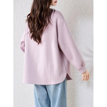 FA53517# 时尚圆领绣花长袖卫衣女秋冬新款宽松上衣大码欧货女装