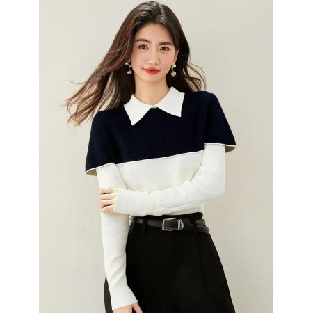 FA53543# 黑白撞色假两...