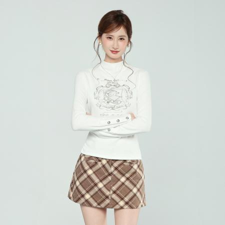 FA53563# 半高领德绒打底衫长袖t恤女秋冬季新款洋气修身内搭上衣