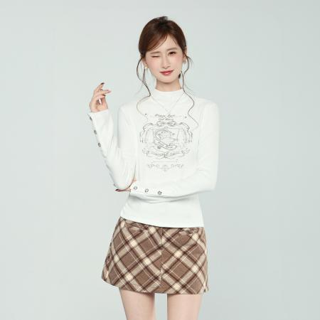 FA53563# 半高领德绒打底衫长袖t恤女秋冬季新款洋气修身内搭上衣