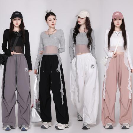 FA53597# 体操服露脐显瘦爵士舞演出服宽松减龄街舞超酷套装