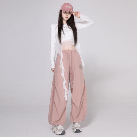 FA53597# 体操服露脐显瘦爵士舞演出服宽松减龄街舞超酷套装