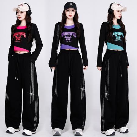 FA53600# 爵士舞演出服嘻哈亮片模特走秀露脐套装潮