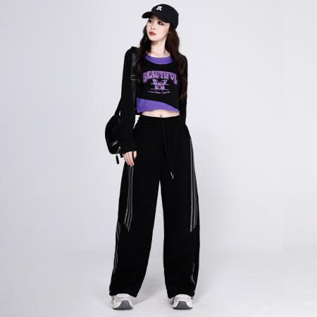 FA53600# 爵士舞演出服嘻哈亮片模特走秀露脐套装潮