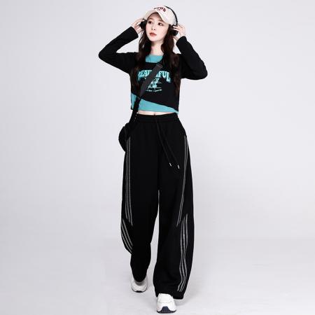 FA53600# 爵士舞演出服嘻哈亮片模特走秀露脐套装潮